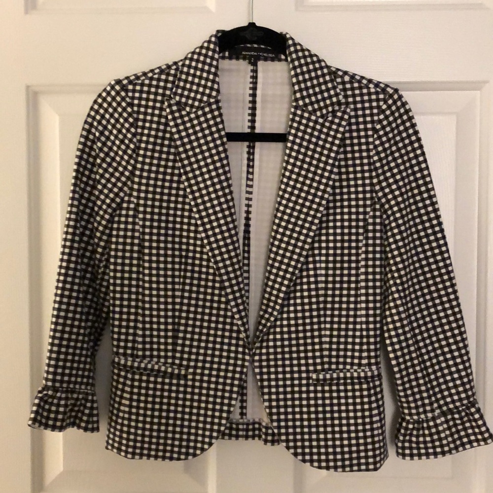 Gingham Blazer - Size 2 - Black & White